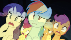 Size: 1320x742 | Tagged: safe, imported from derpibooru, screencap, apple bloom, applejack, rainbow dash, rarity, scootaloo, pony, campfire tales