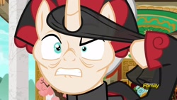 Size: 1920x1080 | Tagged: safe, imported from derpibooru, screencap, sable spirit, pony, unicorn, campfire tales, angry, consequences, discovery family logo, empress sable spirit, female, mare, older, raised eyebrow, revealing, solo
