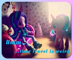 Size: 2048x1699 | Tagged: safe, artist:lucaspratt, imported from derpibooru, starlight glimmer, pony, equestria girls, beanie, doll, equestria girls minis, eqventures of the minis, hat, human ponidox, implied time travel, irl, photo, self ponidox, toy