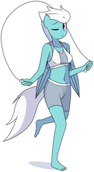 Size: 1984x3616 | Tagged: safe, artist:furrgroup, imported from derpibooru, fleetfoot, anthro, pegasus, plantigrade anthro, barefoot, clothes, feet, female, jump rope, mare, solo, sports bra, sports shorts, tanktop, warmup suit