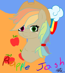 Size: 315x350 | Tagged: safe, artist:discordeddark2, imported from derpibooru, applejack, rainbow dash, oc, oc:rapple jash, pony, fusion, solo