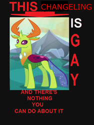 Size: 750x1000 | Tagged: safe, edit, edited screencap, imported from derpibooru, screencap, thorax, changedling, changeling, exploitable meme, gay, image macro, king thorax, male, meme, solo, this cat is gay and there's nothing you can do about it