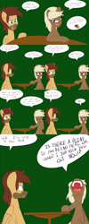 Size: 1600x4000 | Tagged: safe, artist:jake heritagu, imported from derpibooru, oc, oc only, oc:high rise, oc:sandy hooves, pony, comic:ask motherly scootaloo, comic, stubble, table