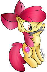 Size: 1095x1678 | Tagged: safe, artist:sunrise-shine-02, imported from derpibooru, apple bloom, pony, adorabloom, cute, female, mouth hold, one eye closed, simple background, solo, white background, wrench