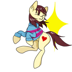 Size: 600x600 | Tagged: safe, artist:雪洛森, imported from derpibooru, pony, frisk, pixiv, ponified, solo, undertale
