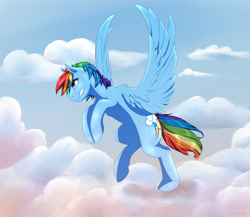 Size: 3985x3454 | Tagged: safe, artist:sunstriderart, imported from derpibooru, rainbow dash, pegasus, pony, backwards cutie mark, cloud, female, solo