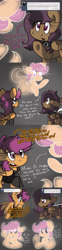 Size: 2048x8194 | Tagged: safe, artist:rosexknight, imported from derpibooru, scootaloo, ghost, ghost pony, pegasus, pony, undead, ask factory scootaloo, fanfic:rainbow factory, chains, clothes, collar, comic, dog collar, factory scootaloo, ghostly scootaloo