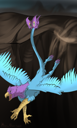 Size: 1800x3000 | Tagged: safe, artist:kizunova, imported from derpibooru, oc, oc only, oc:gyro feather, oc:gyro tech, griffon, flying, griffonized, majestic, realistic, species swap