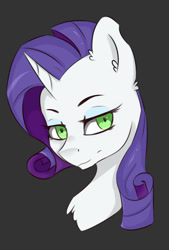 Size: 607x896 | Tagged: safe, artist:tavifly, imported from derpibooru, rarity, pony, bust, dark side, female, green eyes, inspirarity, portrait, possessed, smiling, solo