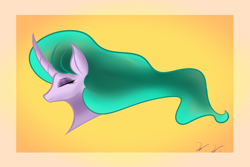 Size: 3000x2000 | Tagged: safe, artist:wilshirewolf, imported from derpibooru, mistmane, pony, unicorn, campfire tales, bust, curved horn, female, flowing mane, high res, mare, simple background