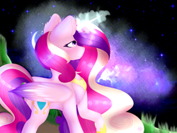 Size: 4000x3000 | Tagged: safe, artist:doux-ameri, imported from derpibooru, princess cadance, pony, female, high res, magic, night, solo