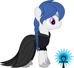Size: 2471x2279 | Tagged: safe, artist:jitterbases, imported from derpibooru, oc, oc only, oc:azurite, earth pony, pony, braid, clothes, dress, female, high res, mare, offspring, parent:king sombra, parent:princess celestia, parents:celestibra, simple background, solo, transparent background