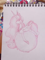 Size: 848x1125 | Tagged: safe, artist:marta4708, imported from derpibooru, princess celestia, pony, female, misleading thumbnail, monochrome, photo, pony bigger than a planet, sketch, solo, sun, tangible heavenly object, traditional art