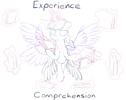 Size: 1500x1200 | Tagged: safe, artist:stillwaterspony, imported from derpibooru, twilight sparkle, alicorn, pony, atg 2017, book, glowing eyes, magic, multiple wings, newbie artist training grounds, rough, sketch, twilight sparkle (alicorn)