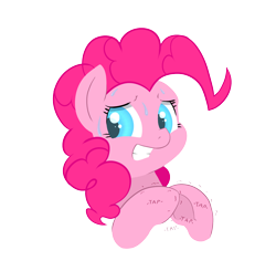 Size: 1440x1359 | Tagged: safe, artist:chromaskunk, artist:trickydick, imported from derpibooru, pinkie pie, pony, collaboration, female, nervous, simple background, solo, sweat, sweating profusely, transparent background