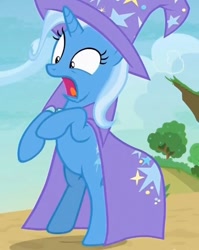 Size: 535x673 | Tagged: safe, imported from derpibooru, screencap, trixie, pony, unicorn, to change a changeling, female, mare, rearing, scared, shocked, solo