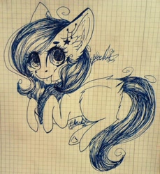 Size: 1526x1668 | Tagged: safe, artist:ohsushime, imported from derpibooru, oc, oc only, oc:akira, earth pony, pony, female, lined paper, mare, solo, tongue out, traditional art