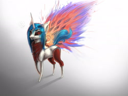 Size: 2521x1891 | Tagged: safe, artist:kimsteinandother, imported from derpibooru, dj pon-3, vinyl scratch, pony, artificial wings, augmented, crossover, female, magic, magic wings, solo, tokyo ghoul, touka kirishima, wings