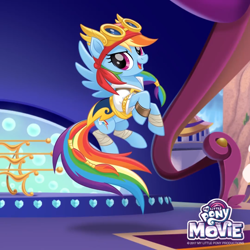 Size: 1080x1080 | Tagged: safe, imported from derpibooru, rainbow dash, pegasus, pony, my little pony: the movie, female, goggles, mare, my little pony logo, official, pirate, pirate rainbow dash, solo