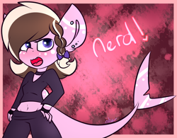 Size: 2492x1946 | Tagged: safe, artist:ashee, imported from derpibooru, oc, oc only, oc:ashee, anthro, original species, shark, shark pony, clothes, fangs, solo