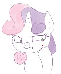 Size: 409x498 | Tagged: safe, artist:limedazzle, imported from derpibooru, sweetie belle, pony, my little brony risovach, acne, female, solo
