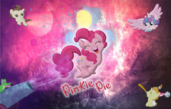 Size: 7000x4466 | Tagged: safe, edit, edited screencap, imported from derpibooru, screencap, gummy, pinkie pie, princess flurry heart, alicorn, alligator, earth pony, pegasus, pony, unicorn, baby cakes, absurd resolution, colt, cutie mark background, female, filly, hat, male, mare, party cannon, party hat, pony cannonball