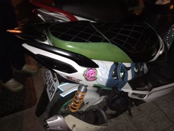 Size: 1024x768 | Tagged: safe, imported from derpibooru, queen chrysalis, changeling, changeling queen, female, irl, logo, motorcycle, photo, taiwan