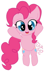 Size: 1024x1587 | Tagged: safe, artist:pickfairy, imported from derpibooru, pinkie pie, pony, chibi, cute, diapinkes, female, happy, incoming hug, pounce, simple background, smiling, solo, transparent background