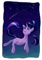 Size: 1748x2480 | Tagged: safe, artist:gintoki23, imported from derpibooru, starlight glimmer, pony, unicorn, female, looking up, mare, shooting star, sky, solo, space, stars