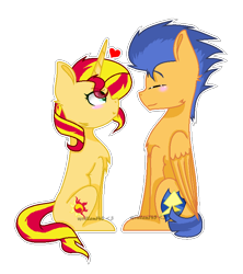 Size: 716x808 | Tagged: safe, artist:written145, imported from derpibooru, flash sentry, sunset shimmer, pony, unicorn, female, flashimmer, male, shipping, straight