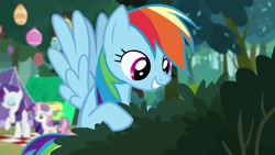 Size: 1920x1080 | Tagged: safe, imported from derpibooru, screencap, rainbow dash, rarity, sweetie belle, pony, campfire tales, solo focus