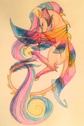 Size: 1024x1530 | Tagged: safe, artist:oneiria-fylakas, imported from derpibooru, princess cadance, original species, pony, female, skall, solo, species swap, traditional art