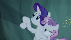 Size: 1920x1080 | Tagged: safe, edit, edited screencap, imported from derpibooru, screencap, rarity, sweetie belle, pony, campfire tales, season 7, animated, female, gremlins, gremlins 2, shadow puppets, sound, webm