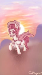 Size: 720x1280 | Tagged: safe, artist:finalaspex, imported from derpibooru, oc, oc only, oc:finalaspex, pony, cowboy hat, hat, phone art, phone wallpaper, sunset