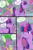Size: 1024x1536 | Tagged: safe, artist:jeyjeymohr, imported from derpibooru, spike, twilight sparkle, twilight sparkle (alicorn), alicorn, dragon, comic:crownless, amulet, colored horn, comic, curved horn, dialogue, hoof hold, horn, library, severed horn, shrug, sombra's horn