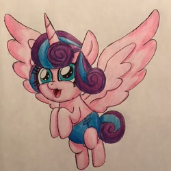 Size: 2324x2311 | Tagged: safe, artist:bozzerkazooers, imported from derpibooru, princess flurry heart, pony, baby, diaper, female, solo, traditional art
