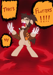 Size: 3000x4234 | Tagged: safe, artist:edcom02, artist:jmkplover, imported from derpibooru, pony, berserker rage, claws, crossover, dog tags, logan, marvel, ponified, solo, wolverine, x-men, yelling