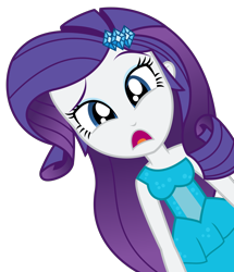 Size: 2122x2463 | Tagged: safe, artist:sketchmcreations, imported from derpibooru, rarity, eqg summertime shorts, equestria girls, make up shake up, bare shoulders, clothes, confused, fall formal outfits, frown, open mouth, raised eyebrow, simple background, slackjawed, sleeveless, solo, transparent background, uhh, vector