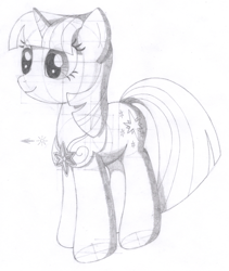 Size: 1297x1536 | Tagged: safe, artist:aafh, imported from derpibooru, twilight sparkle, pony, unicorn, element of magic, female, monochrome, solo, traditional art