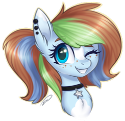 Size: 780x759 | Tagged: safe, artist:doekitty, imported from derpibooru, oc, oc only, oc:sugar sketch, pony, bust, chest fluff, cute, ear fluff, female, mare, one eye closed, portrait, simple background, solo, transparent background, wink