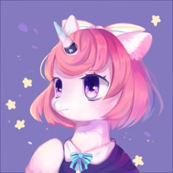 Size: 1181x1181 | Tagged: safe, artist:nitrogenowo, imported from derpibooru, oc, oc only, oc:starry, pony, bow, solo, stars