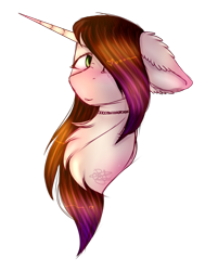 Size: 1362x1805 | Tagged: safe, artist:doux-ameri, imported from derpibooru, oc, oc only, oc:marisa, pony, unicorn, bust, female, floppy ears, mare, portrait, simple background, solo, transparent background