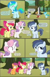 Size: 4551x7001 | Tagged: safe, artist:cyanlightning, imported from derpibooru, apple bloom, button mash, rumble, scootaloo, shady daze, sweetie belle, oc, oc:cyan lightning, alicorn, earth pony, pegasus, pony, unicorn, comic:cyan's adventure, .svg available, absurd resolution, apple, apple tree, buster sword, buttoncorn, colt, comic, cutie mark crusaders, female, filly, final fantasy, final fantasy vii, food, king button mash, male, rule 63, sword, tree, vector, weapon