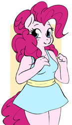 Size: 1310x2257 | Tagged: safe, artist:breezietype, artist:hattsy, imported from derpibooru, pinkie pie, anthro, earth pony, clothes, cute, diapinkes, dress, female, mare, solo