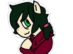 Size: 256x192 | Tagged: safe, artist:shpace, imported from derpibooru, oc, oc only, oc:floor bored, earth pony, pony, /mlp/, clothes, hair tie, hoodie, looking back, ponytail, simple background, solo, transparent background