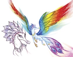 Size: 1331x1055 | Tagged: safe, imported from derpibooru, queen novo, classical hippogriff, hippogriff, my little pony: the movie, the art of my little pony: the movie, beautiful, colored wings, concept art, multicolored wings, queen, rainbow wings