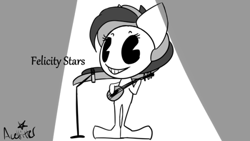 Size: 540x304 | Tagged: safe, artist:acehitter, imported from derpibooru, oc, oc only, oc:felicity stars, semi-anthro, big ears, guitar, microphone, old timey, signature