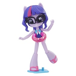 Size: 1500x1500 | Tagged: safe, imported from derpibooru, twilight sparkle, equestria girls, blue swimsuit, bow swimsuit, clothes, doll, equestria girls minis, irl, merchandise, mlp merch, one-piece swimsuit, photo, striped swimsuit, swimsuit, toy