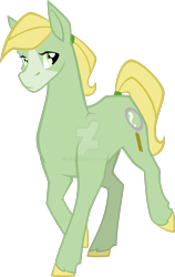 Size: 1280x2019 | Tagged: safe, artist:agentkirin, imported from derpibooru, mistress marevelous, oc, oc only, oc:buttercup, earth pony, pony, female, mare, power ponies, simple background, solo, transparent background, watermark