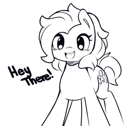 Size: 1080x1080 | Tagged: safe, artist:pinkcappachino, imported from derpibooru, pinkie pie, alternate hairstyle, cute, diapinkes, female, monochrome, open mouth, sketch, solo